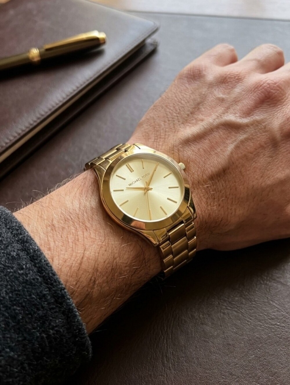 Michael Kors Slim Runway Gold-Tone Stainless Steel Watch. MK-3179 Analog, Unisex - Picture 3 of 13